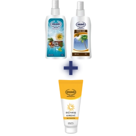 GÜNEŞ SÜTÜ 200 ML. GÜNEŞ YAĞI 200 ML ALANA GÜNEŞ KREMİ 50 FAKTÖRLÜ 100 ML HEDİYE